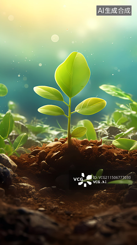 【AI数字艺术】植物生长生命力概念插图图片素材