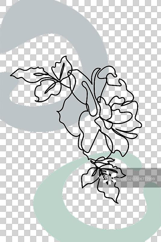 抽象极简主义连续线条卡片图片素材