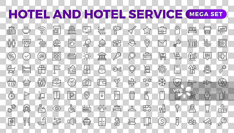 酒店图标和租赁物业图标集图片素材