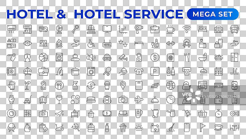 酒店图标和租赁物业图标集图片素材