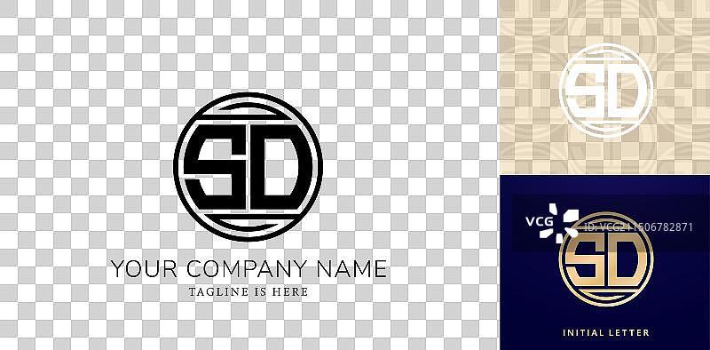字母SD圆形边框标志设计图片素材