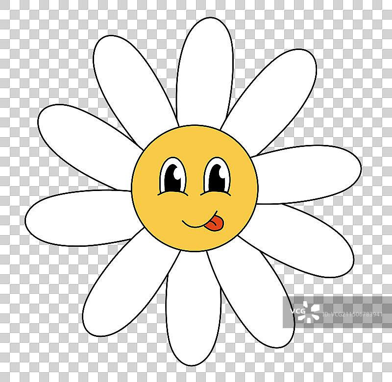 复古70年代60年代80年代嬉皮可爱雏菊花朵图片素材