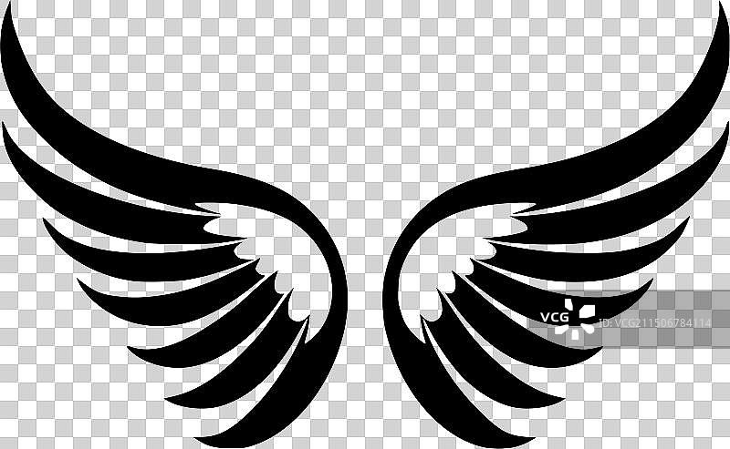 天使翅膀黑白图案图片素材
