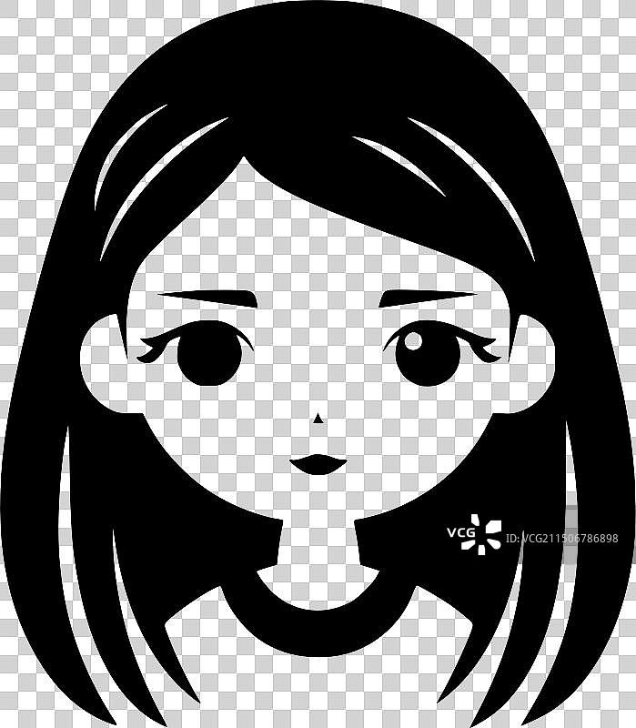 女孩 - 黑白隔离图标图片素材