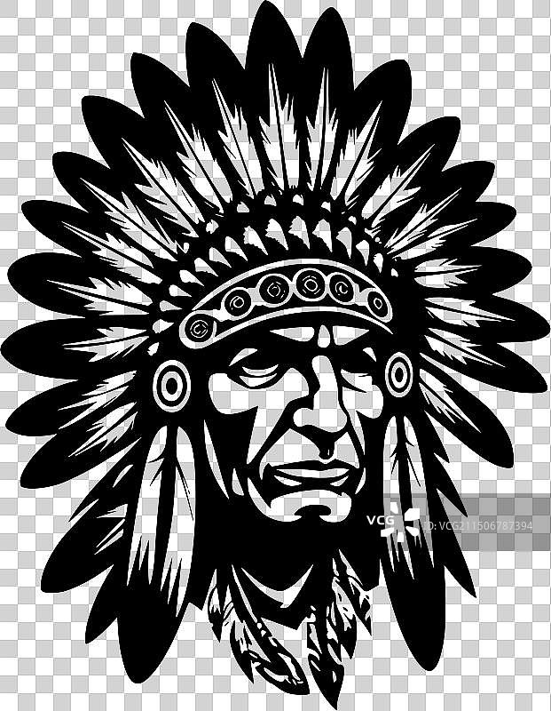 印度酋长 - 简约剪影图片素材