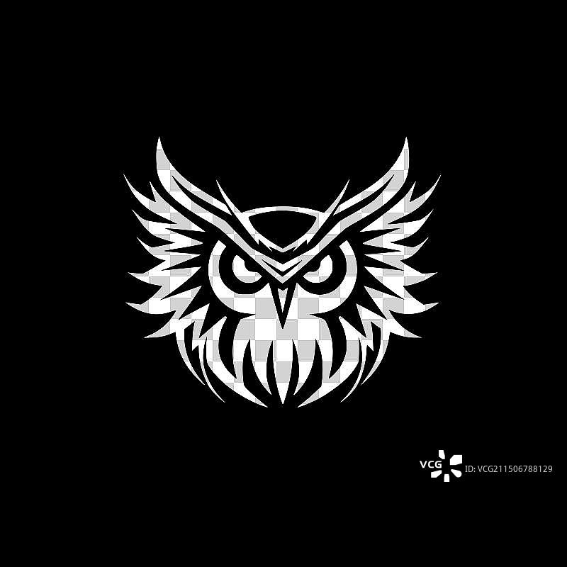 猫头鹰-黑色和白色孤立的图标图片素材