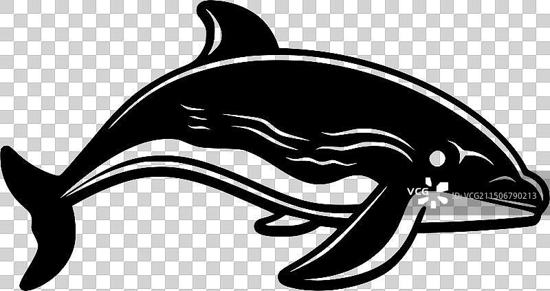 鲸鱼黑白隔离图标图片素材