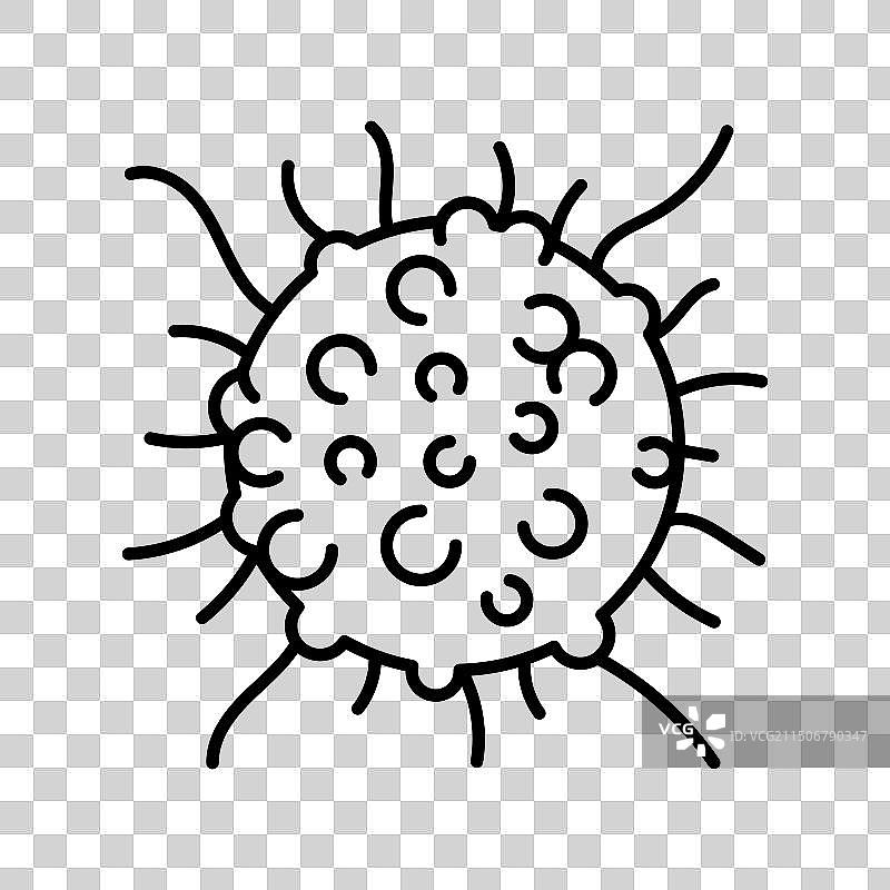 癌细胞黑色线性图标，人类疾病标志图片素材