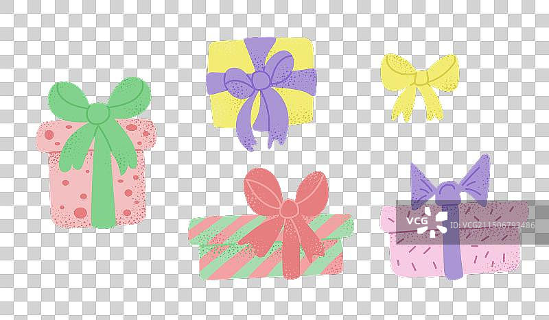 手绘彩色礼品盒合集图片素材