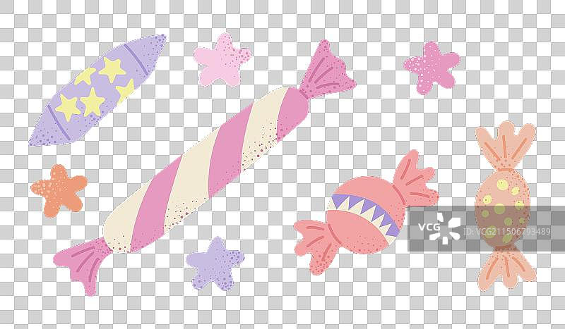 儿童手绘粉彩糖果素材图片素材