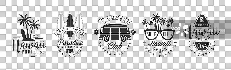 夏威夷海滩夏季探险单色logo图片素材