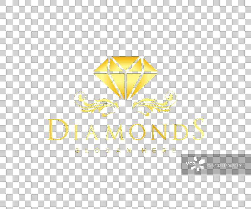 奢华钻石标志设计和金色钻石标志图片素材