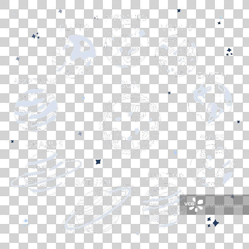 行星黑白轮廓合集图片素材