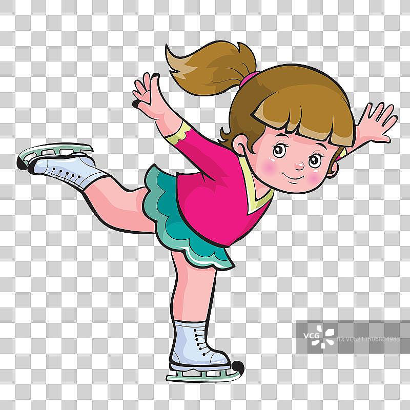 身穿粉色夹克溜冰的女孩图片素材