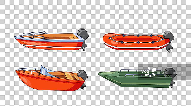 船上的彩色摩托艇阵列图片素材