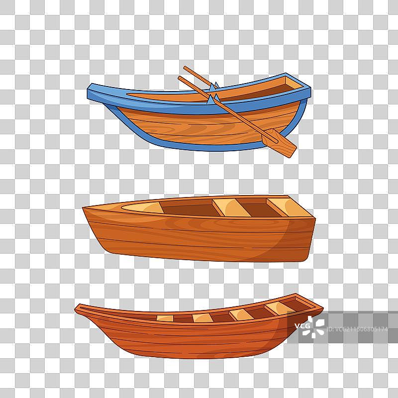 三艘独特的木制划艇图片素材