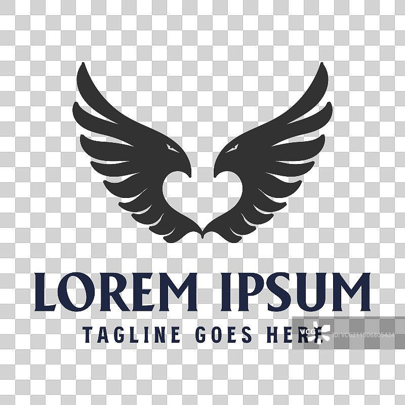 简约的展翅猎鹰凤凰翅膀标志图片素材