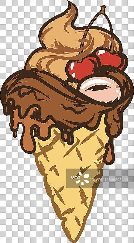 融化的圆锥冰淇淋图片素材