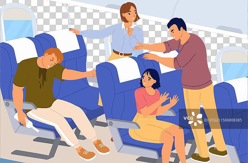 醉酒男子引发的旅客争吵图片素材