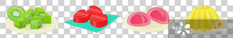 卡通健康甜美的水果冻块集合图片素材