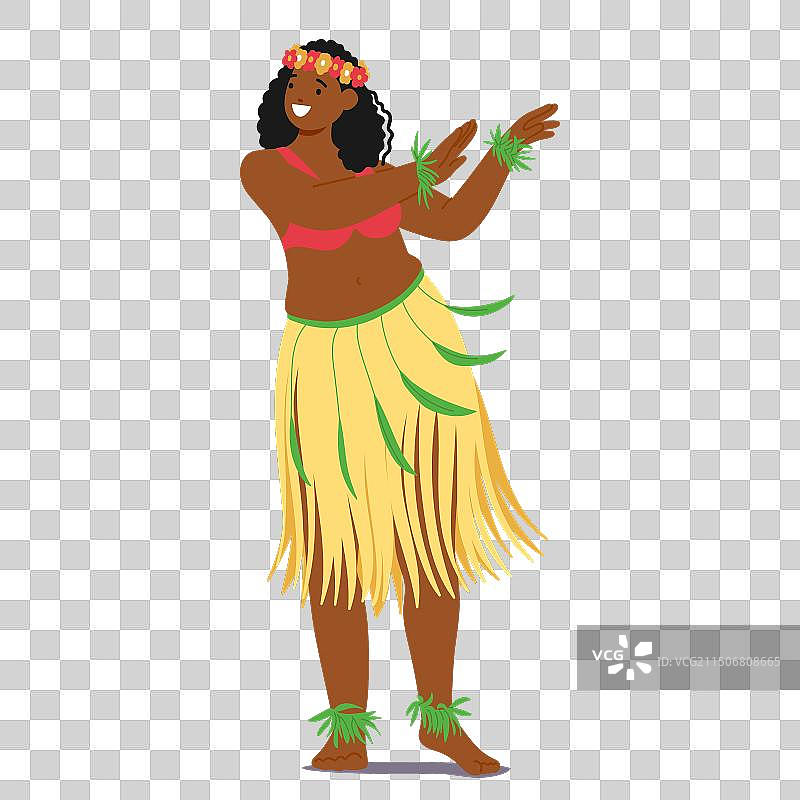 身着传统草裙舞服装的夏威夷舞者图片素材