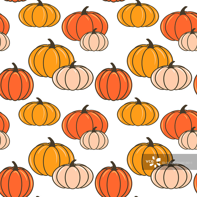 成熟的橙色和白色南瓜无缝图案图片素材