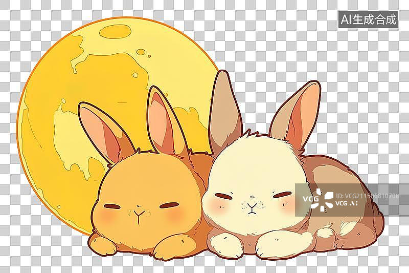 【AI数字艺术】可爱的两只兔子图片素材