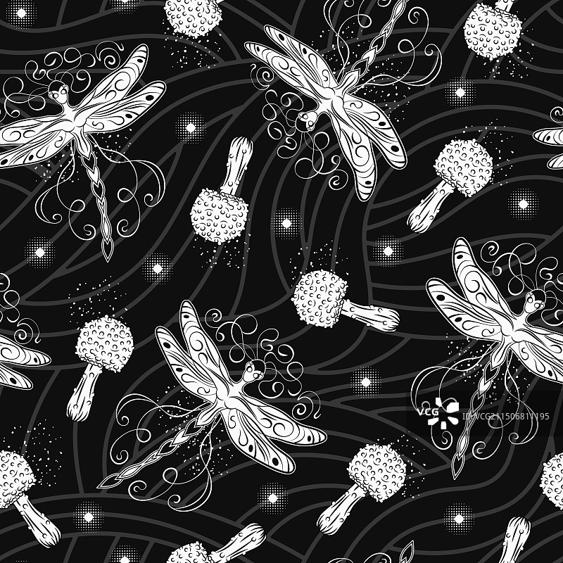 梦幻蜻蜓小精灵的神秘图案图片素材