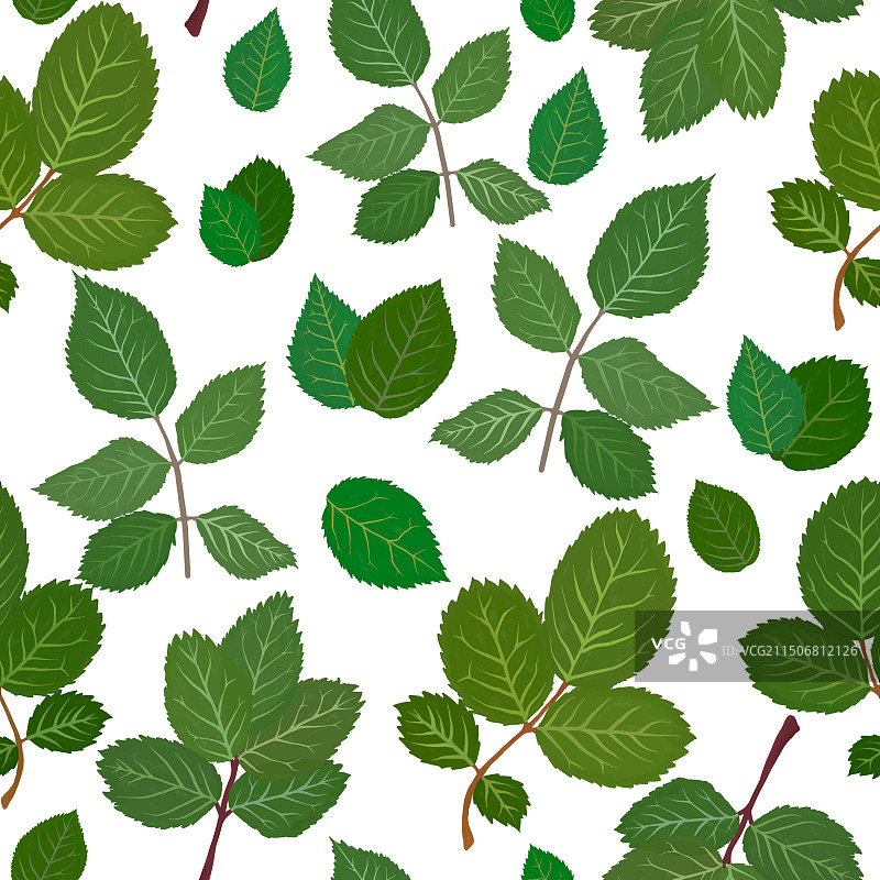 水粉扁平风格玫瑰叶图案图片素材