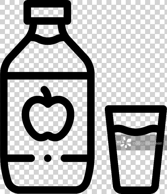 苹果醋图标，细线条风格设计图片素材