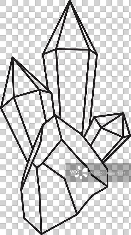 具有刻面石的晶体晶簇-线图片素材