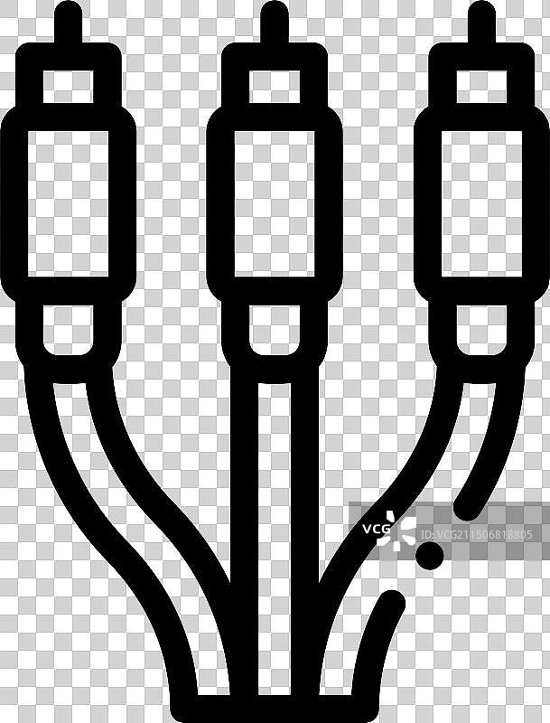 AV线缆图标扁平线性设计图片素材