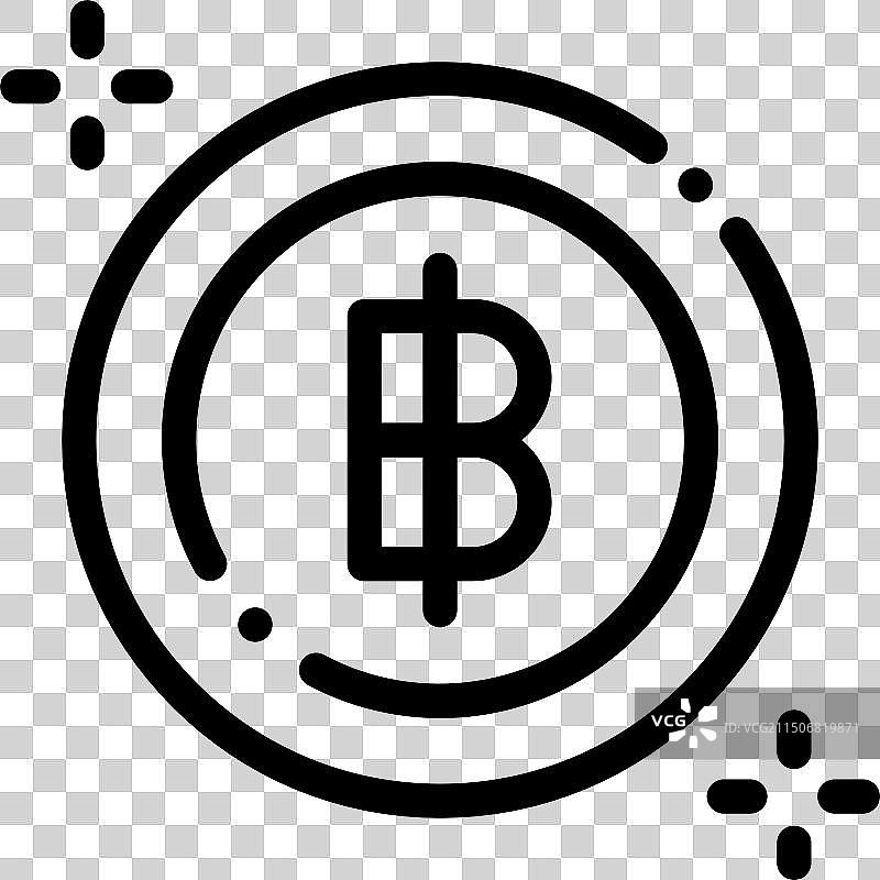 泰铢图标细线条样式设计，隔离于图片素材