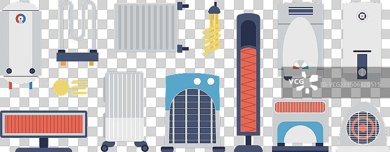 供暖系统燃气锅炉和电散热器图片素材