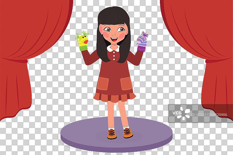 扁平风格的袜子木偶剧场图片素材