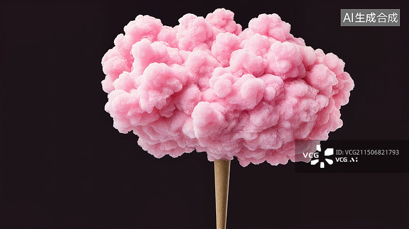 【AI数字艺术】梦幻粉色棉花糖特写图片素材