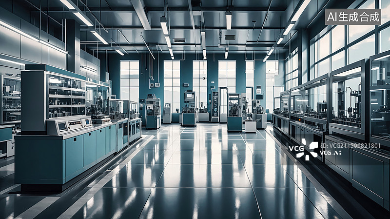 【AI数字艺术】现代高科技实验室内部全貌图片素材