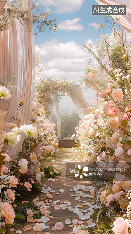 【AI数字艺术】白色浪漫节日婚礼布置图片素材