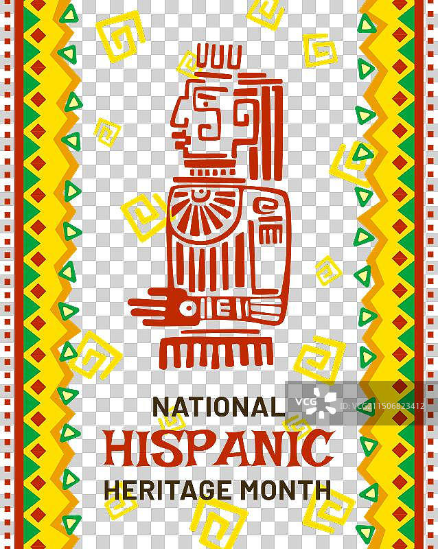 西班牙传统月宣传单：玛雅阿兹特克图腾图片素材