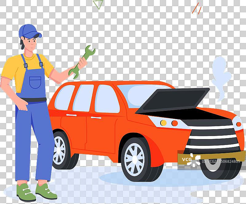 汽车维修人员扁平风格图片素材