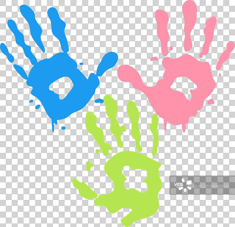自闭症儿童彩色手印图片素材