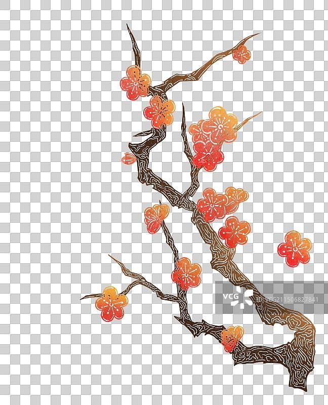 皮影风格腊梅图片素材