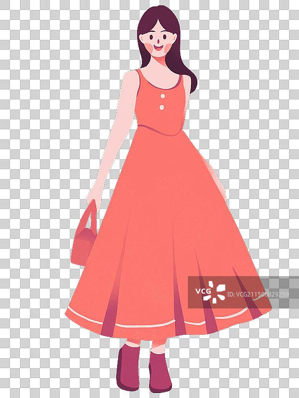 年轻女子女孩女生文艺扁平风清新插画元素图片素材