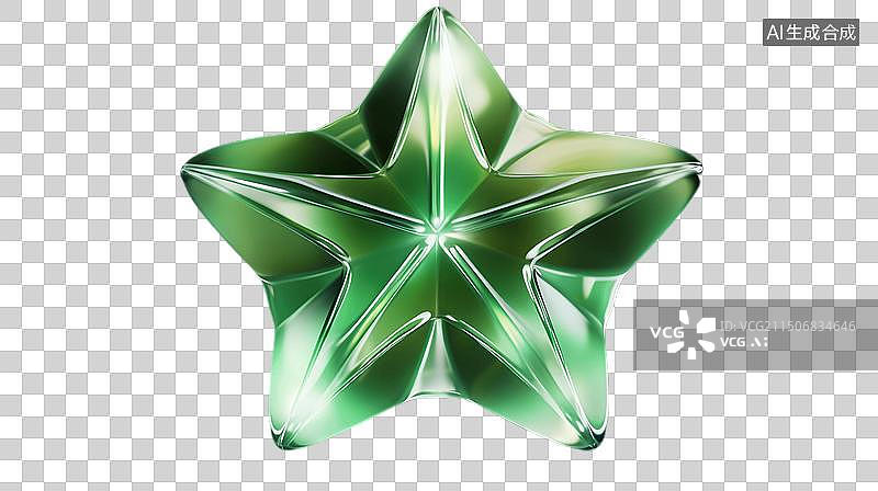【AI数字艺术】绿色星形宝石水晶游戏图标免抠元素图片素材