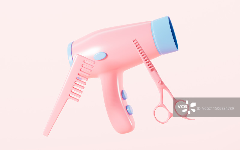 卡通美容美发概念3D渲染图片素材