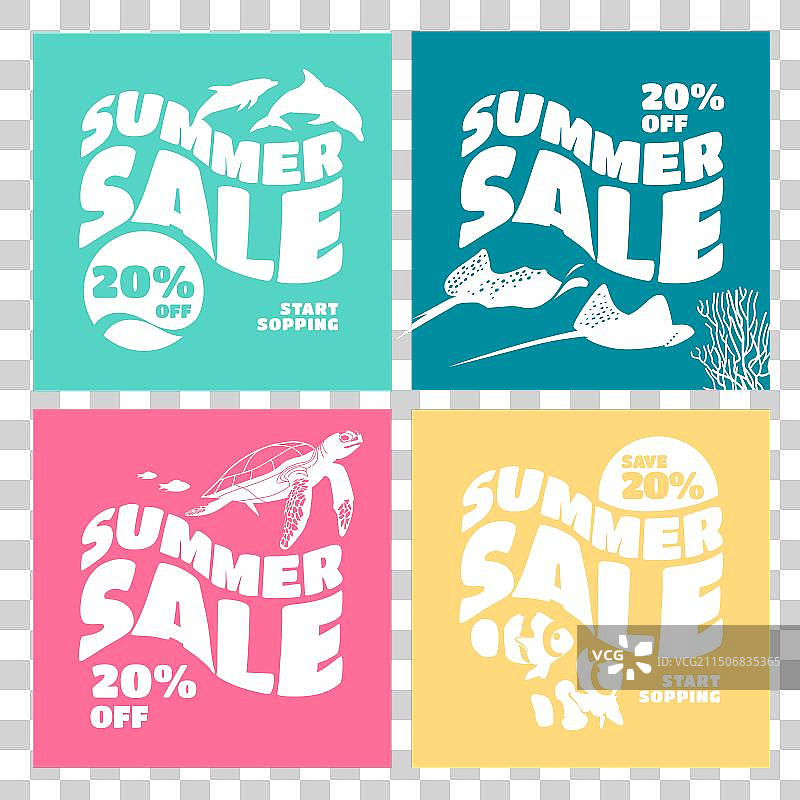 夏季促销4张Instagram明信片图片素材