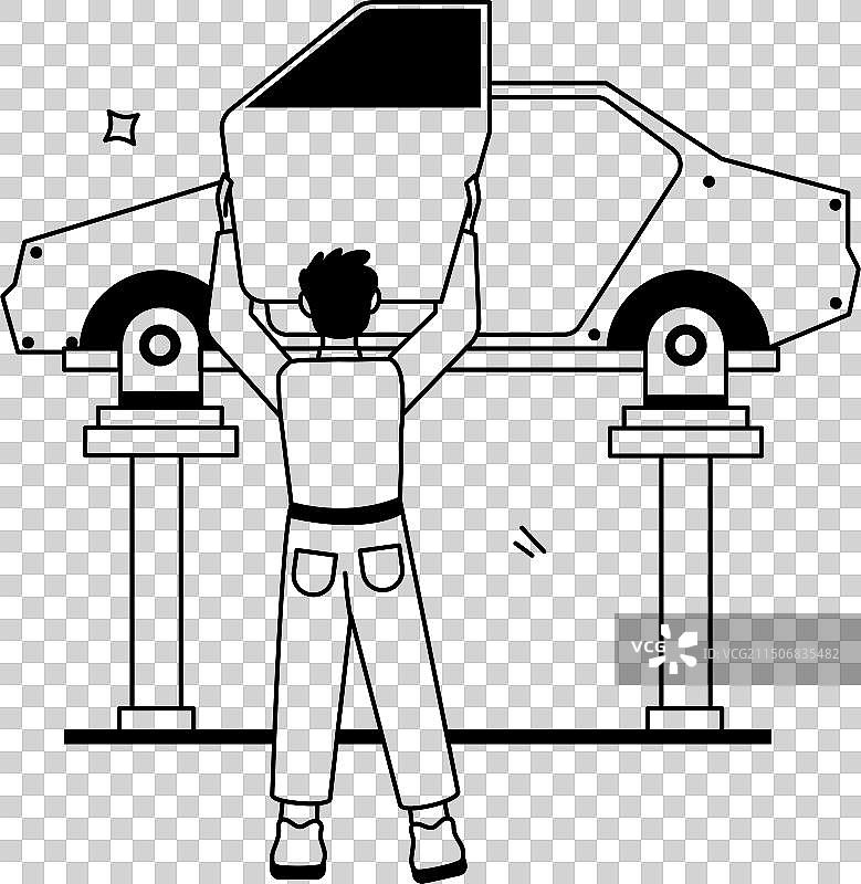 扁平风格汽车维修图片素材