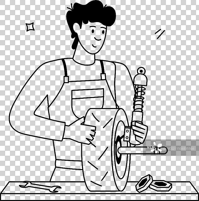 汽车维修人员扁平风格图片素材