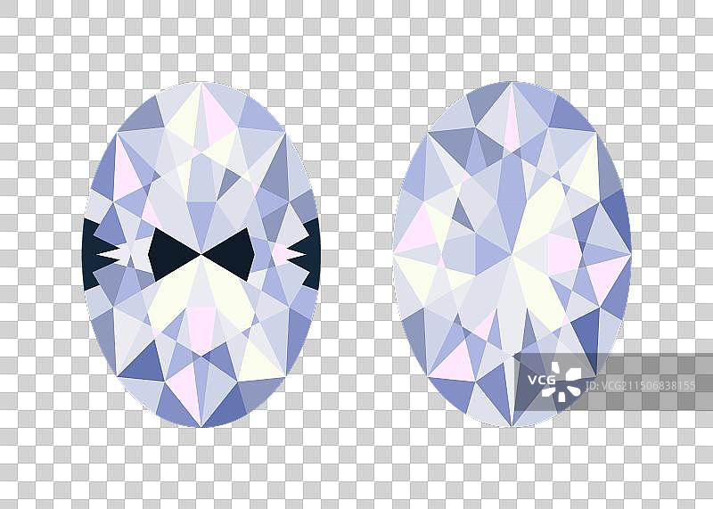 椭圆形切割钻石，带或不带领结效应图片素材