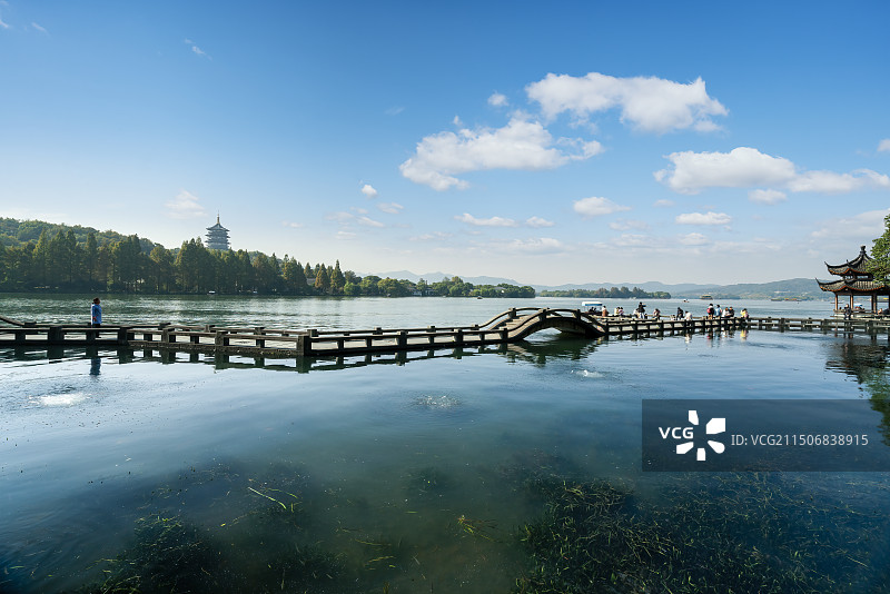 西湖双投桥公园山水风景图片素材